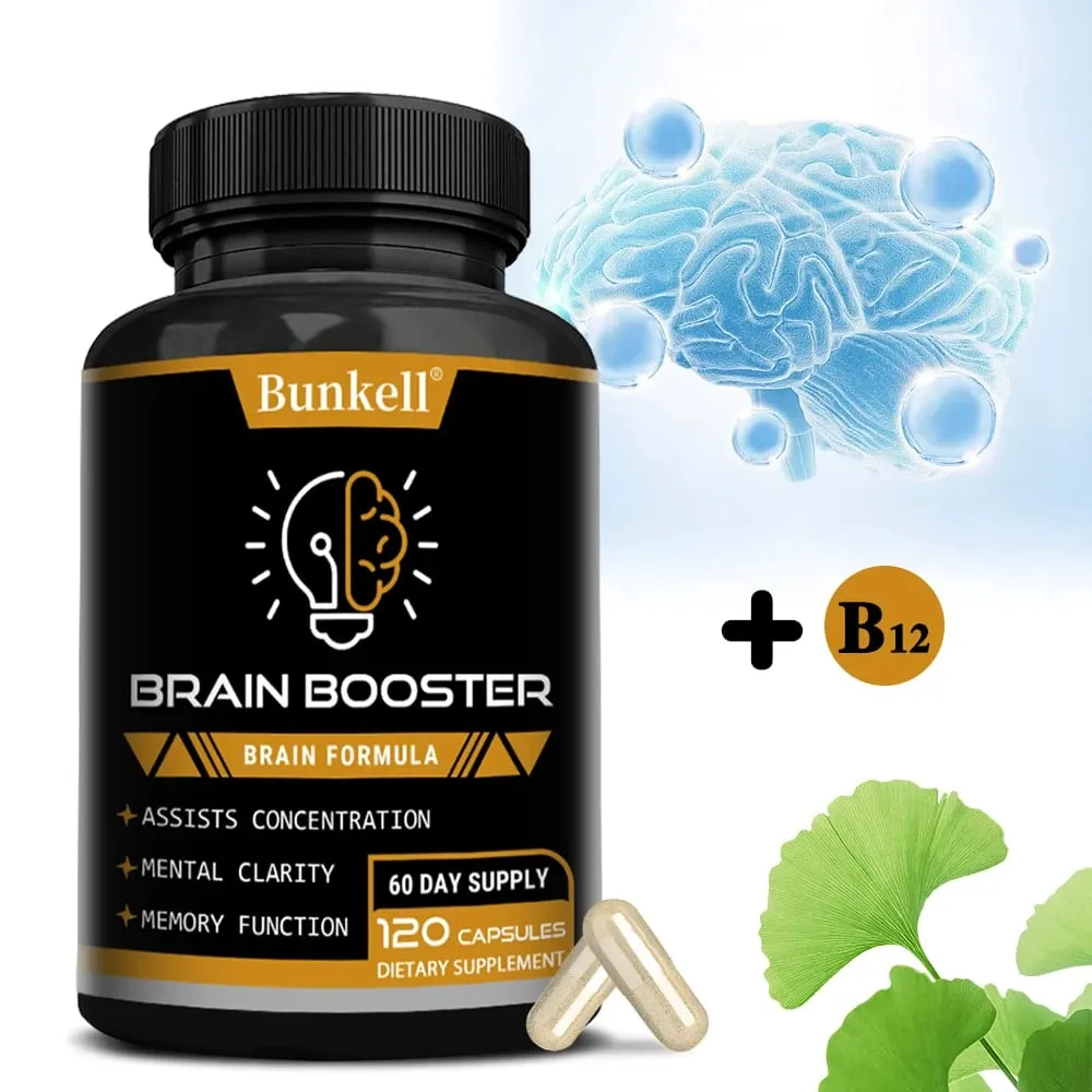 Brain Health Supplement - with Ginkgo Biloba Vitamin B12 Help Improve Cognitive Function and Memory Protect Nerve Cells
