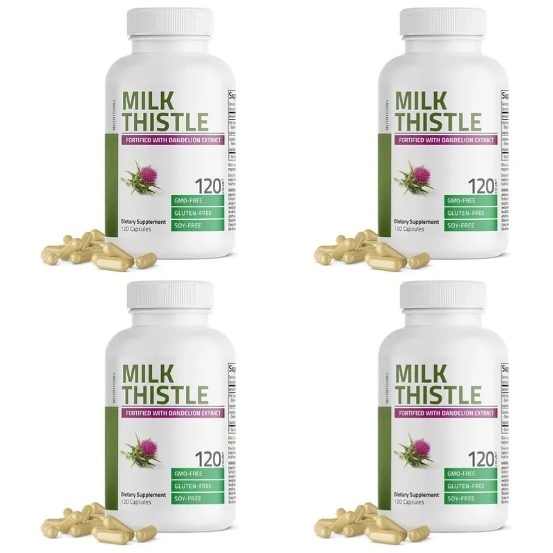 Milk Thistle Silymarin Marianum & Dandelion Extract Liver Health Support Antioxidant Support Detox 120Count Non-GMO Gluten Free