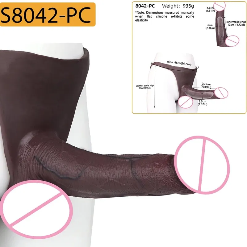 Real Veins Male Penis Sleeve Pants Lifelike Soft Hollow Dildo Men's Wearable Delay Ejaculation Sex Toy Strapon Cock Cover