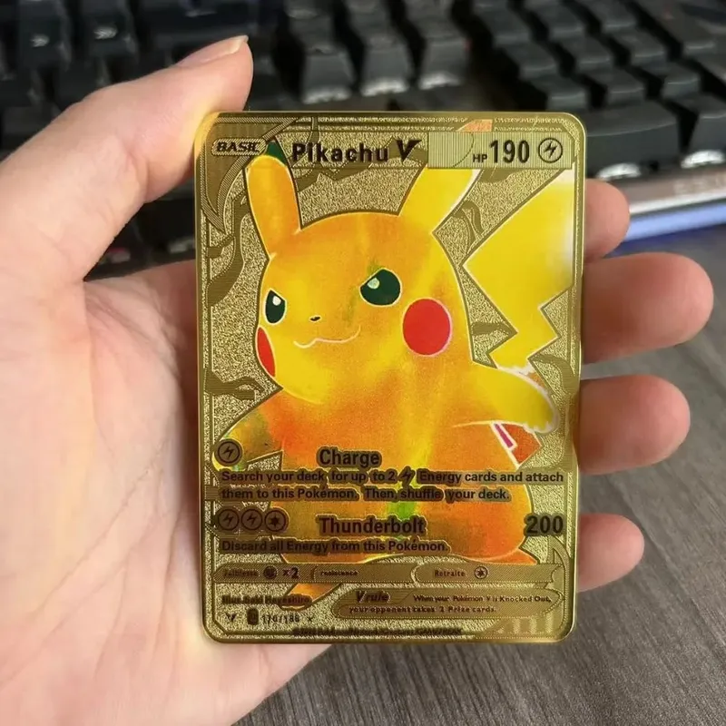 Pokemon Metal Game Collection Card Anime Figure Charizard Pikachu Blastoise Mewtwo Battle Collection Carte Card Toy Gift