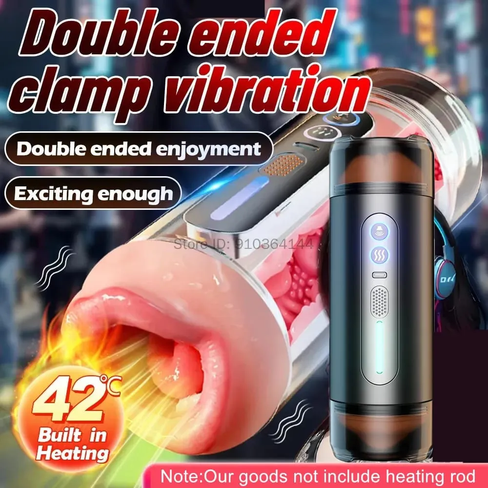 Realistic Women Mouth Vagina Double-Head Dual Penetration Male Masturbator Automatic Vibrating Blowjob Cup Adult Sex Toy for Men