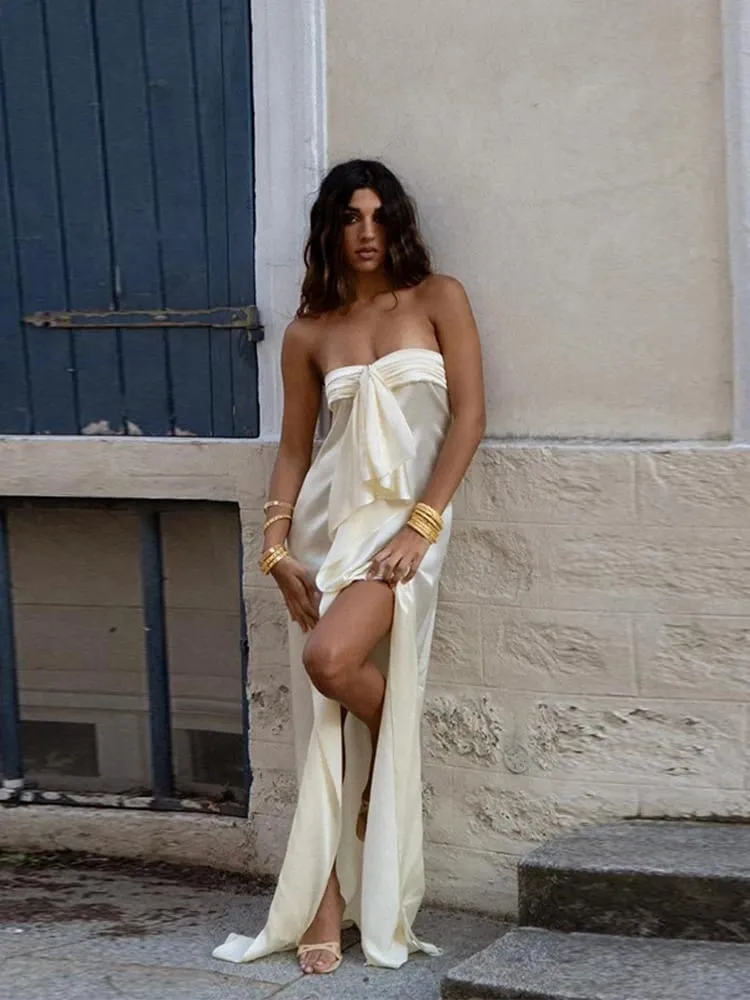 Robe de soirée longue en Satin pour femmes, élégante, dos nu, sans manches, Maxi, couleur unie, Mini, Robes d'été, nouvelle collection 2026