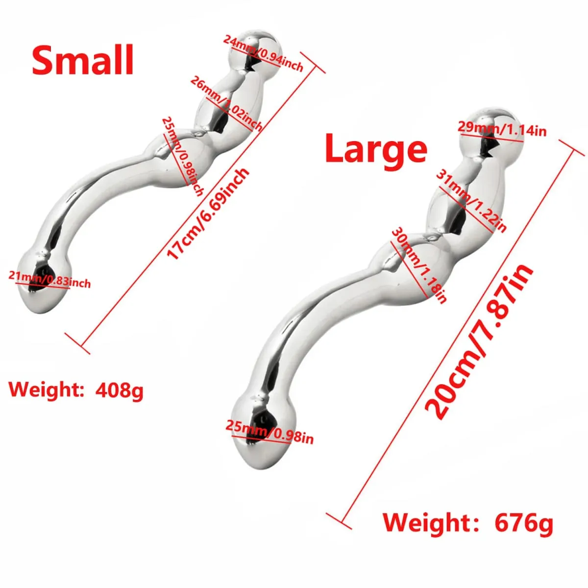 Stainless Steel Double Dildo G Spot Massager Metal Heavy Anal Beads Butt Plug Dildo Fake Penis Sex Toy For Man Woman