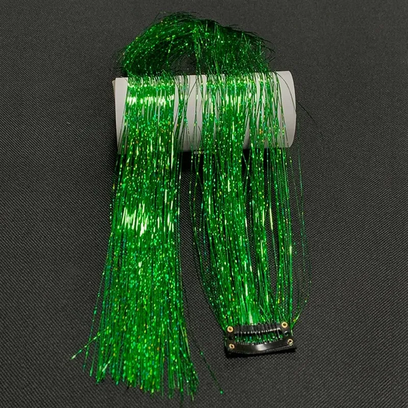 24Inch Laser Color Synthetic Hair Extensions BB Clip In Long Straight Rainbow Highlight Hairpieces Fashion Cosplay Accessories