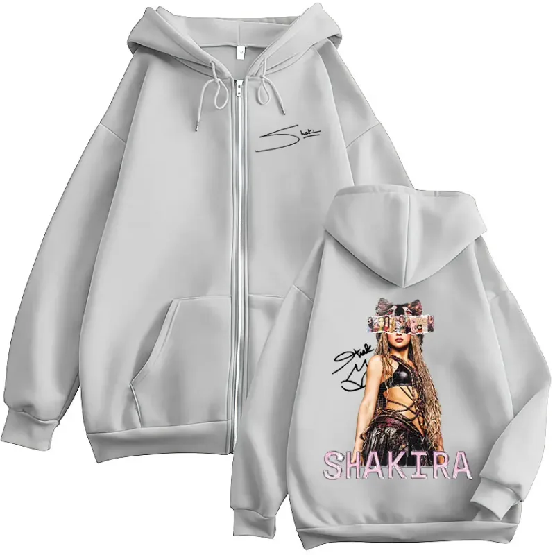 Shakira LMYNL Las Mujeres Ya No Lloran Tour Merch Zipper Hoodies Men's Women Casual Long Sleeve Zip Up Sweatshirts Jackets Coat