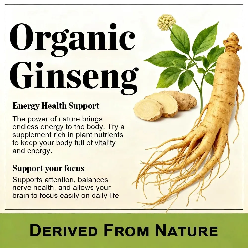 1000mg Korean Ginseng Supplement - High Potency for Energy Focus Performance Vitality & Immune Support for Men and Women
