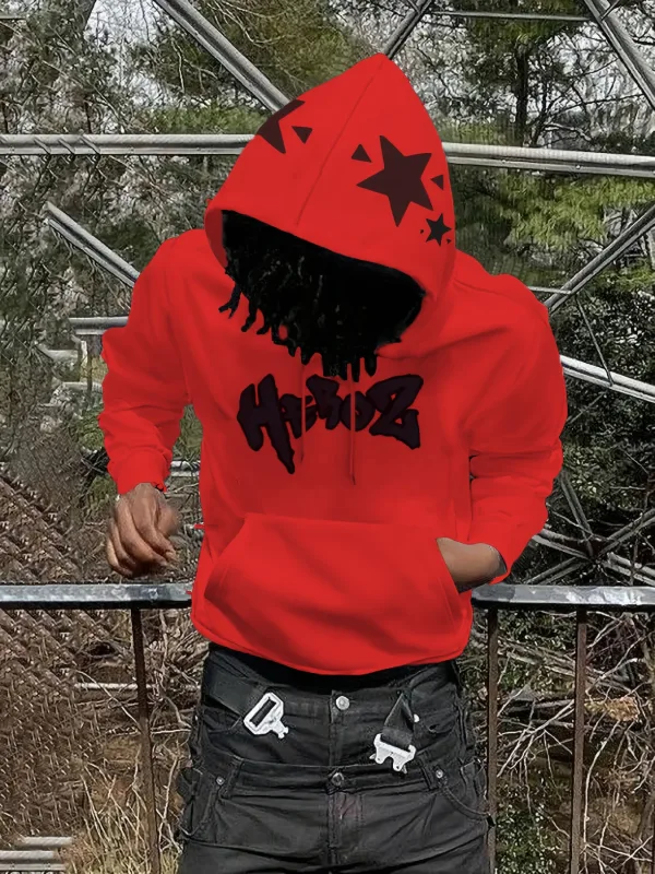 2026 Autumn/Winter Men's Hooded Sweatshirt with Letter Print Pattern - Comfortable Soft Casual Retro Streetwear for Men