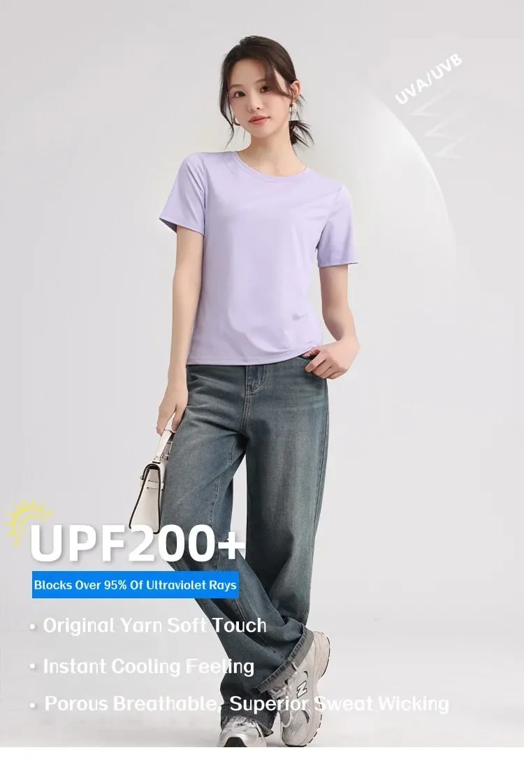 Outdoor Lightweight Quick-Dry Sports Shirt: Summer Cooling Quick-Dry T-Shir Women Round-Neck Loose-Fit Short Sleeve Sports