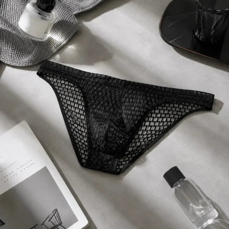 Breathable Low Waist Men's Briefs Transparent Ultra-thin Ice Silk Underwear Lingerie Mesh Panties Male Comfort Fit