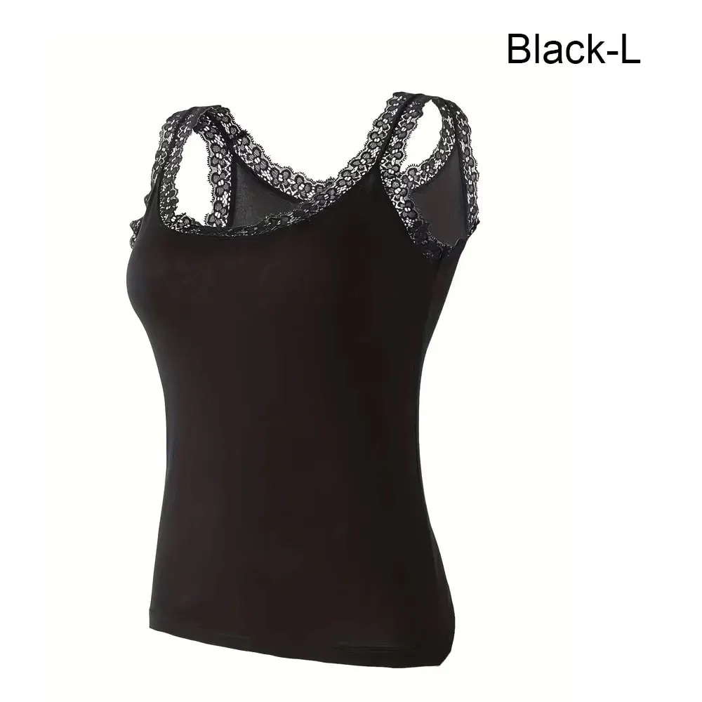 Casual U Neck Summer Tank Tops Sleeveless With Lace Cami Top Shirt Underwear Camisoles Vest Corset for Women