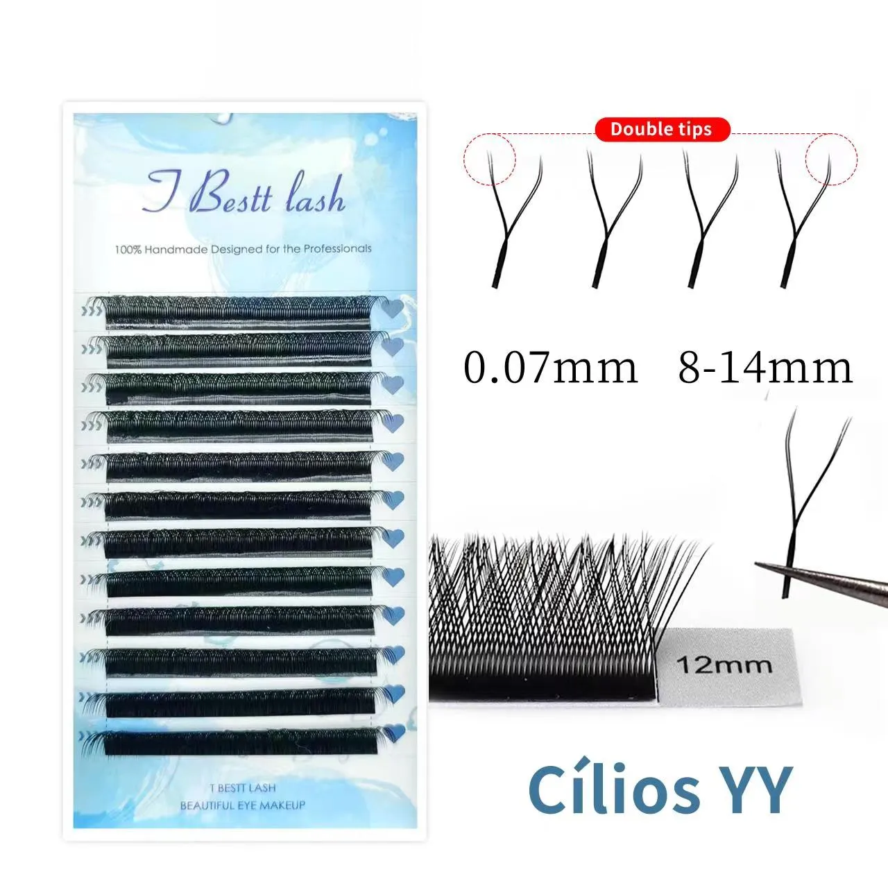 Tbestt extensão de cílios em forma de 5D-W, fãs de volume pré-fabricados, estilo W, cílios postiços de vison macios e fáceis de ventilar