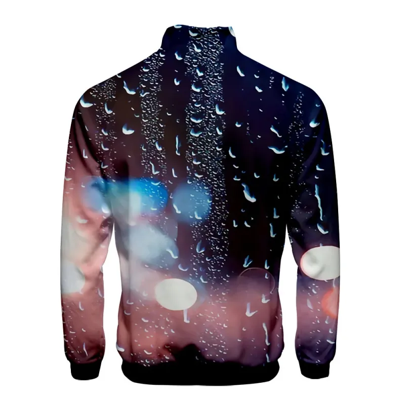 Harajuku Popular Rain 3D Print Zipper Raglan Jacket Windbreaker Boys/Girls Comfortable Stand Collar Jackets Coats