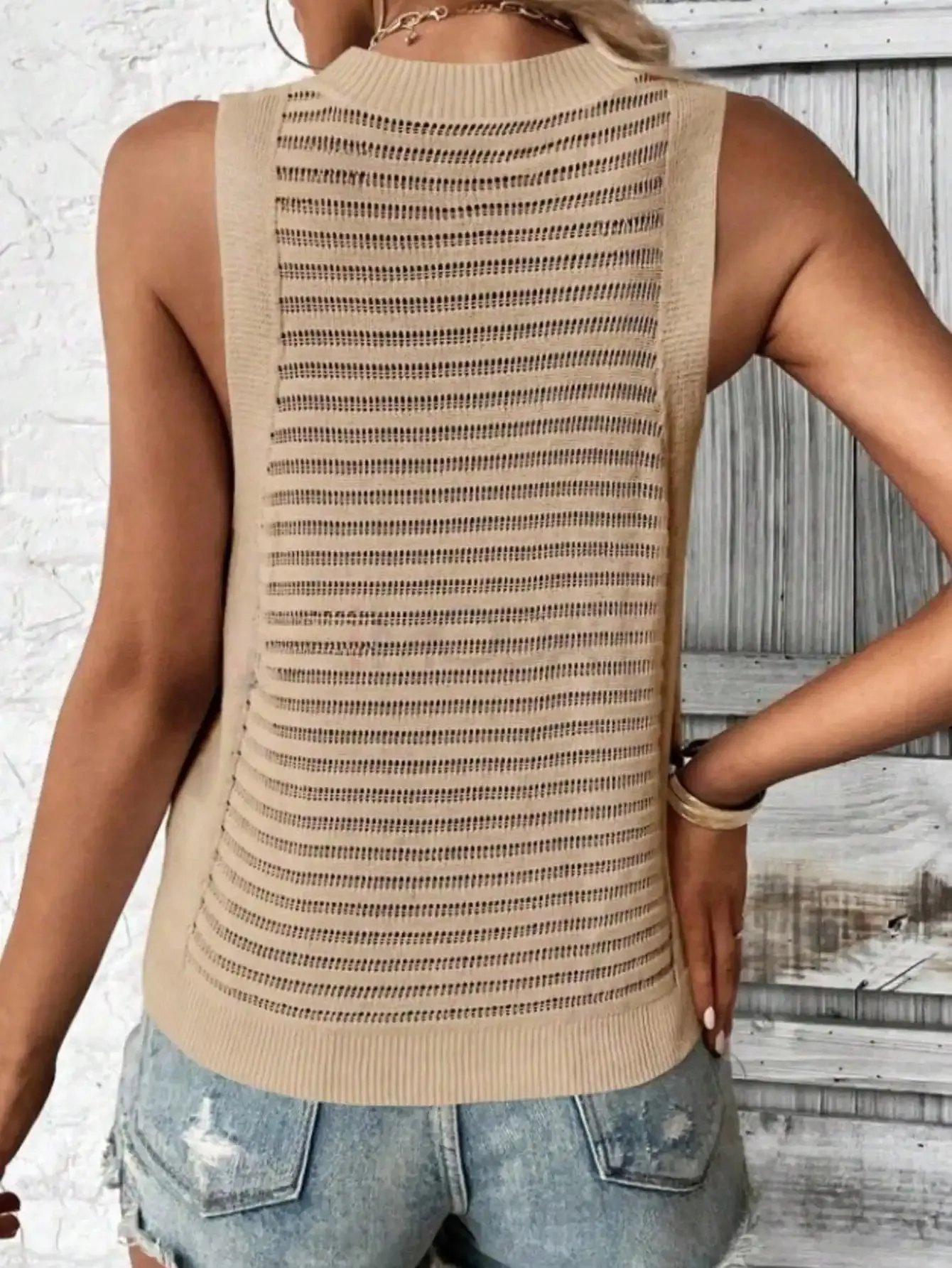 Women's Solid Color Knitted Sleeveless Top