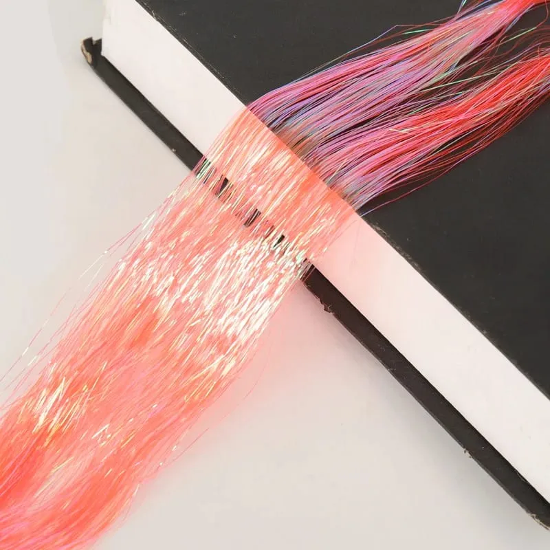 1PCS Sparkling Shiny Tinsel Hair 48inch Long Colored Hair Extensions Party Hightlights Women Hairpiece Halloween Christmas Use