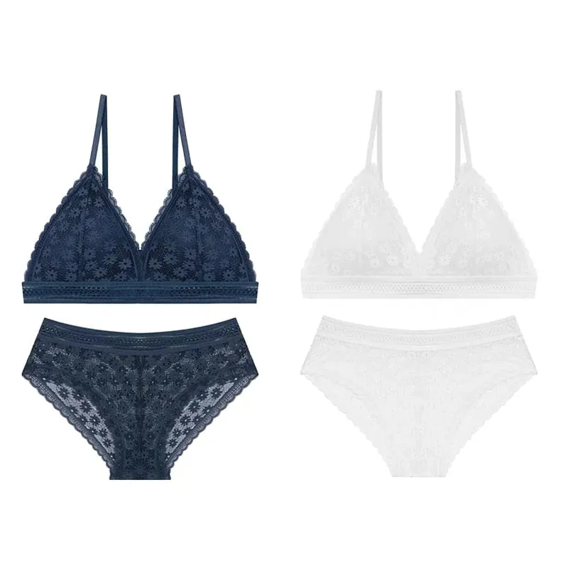 2PCS Sexy Lace Bra and Panty Set Push Up Seamless Bras Mid Waist Briefs Underwear Sets Sexy Underwear for Women