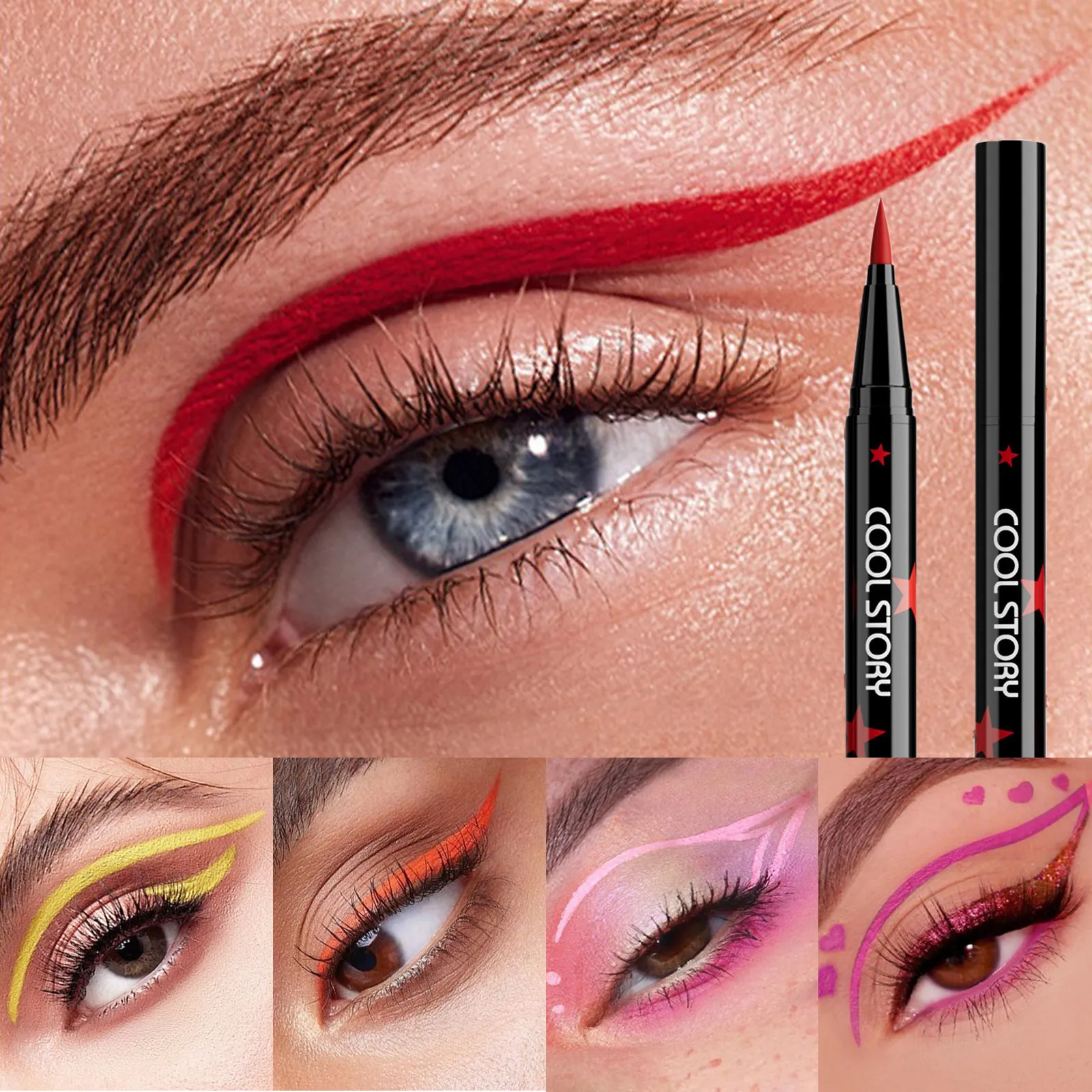 Red White Black Waterproof Eyeliner Pencil Untra-fine Liquid Eye Liner Pen Quick Dry Long Lasting Non Smudge Makeup Cosmetics