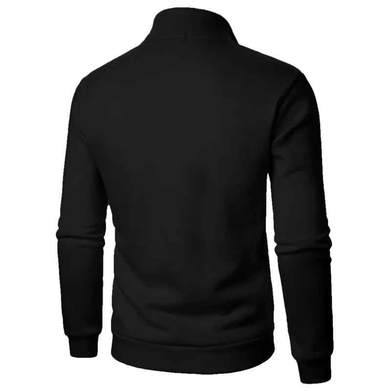 Men's Zip Turn Down Collar Sweatshirts Spring Male Solid Color Loose Pullover Coats BSD-ZW160