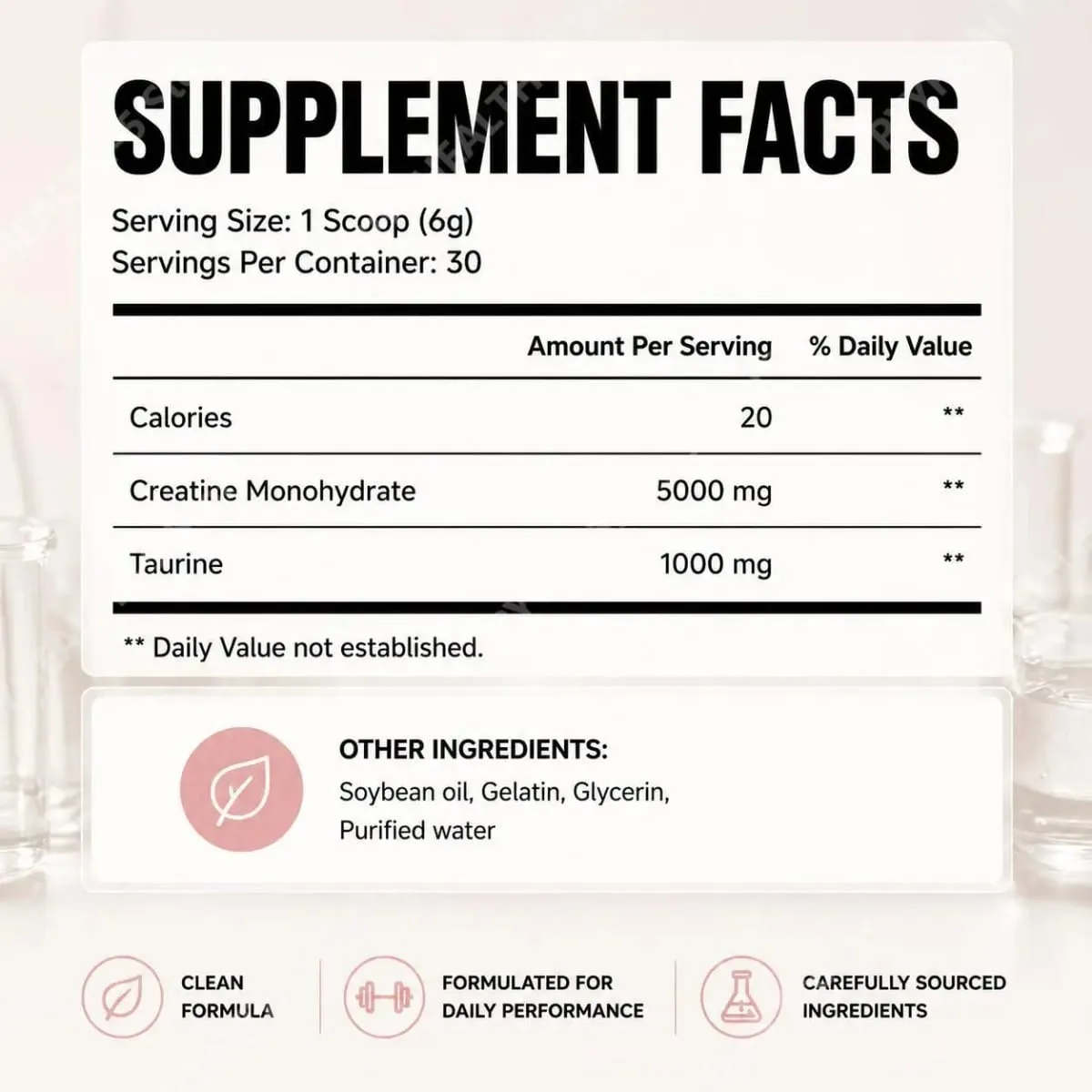 Docteat Creatine Monohydrate Taurine Powder for Muscle Phosphocreatine Support and Sports Nutrition Performance 30 Servings — image 3