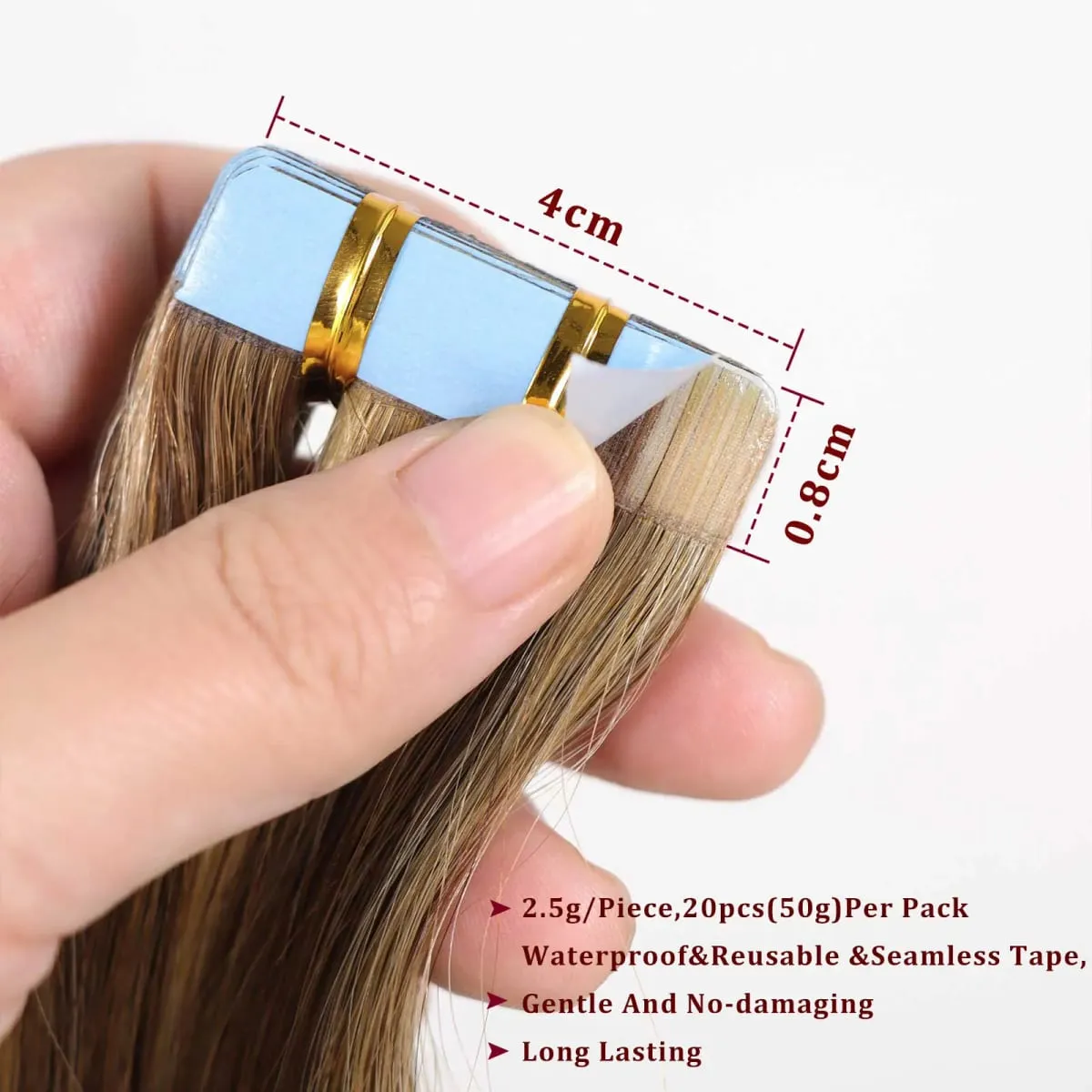 Honey Blonde Highlight Tape In Human Hair Extensions For Women Double Drawn Invisible Silky Straight Balayage Hair 20pcs/Pack