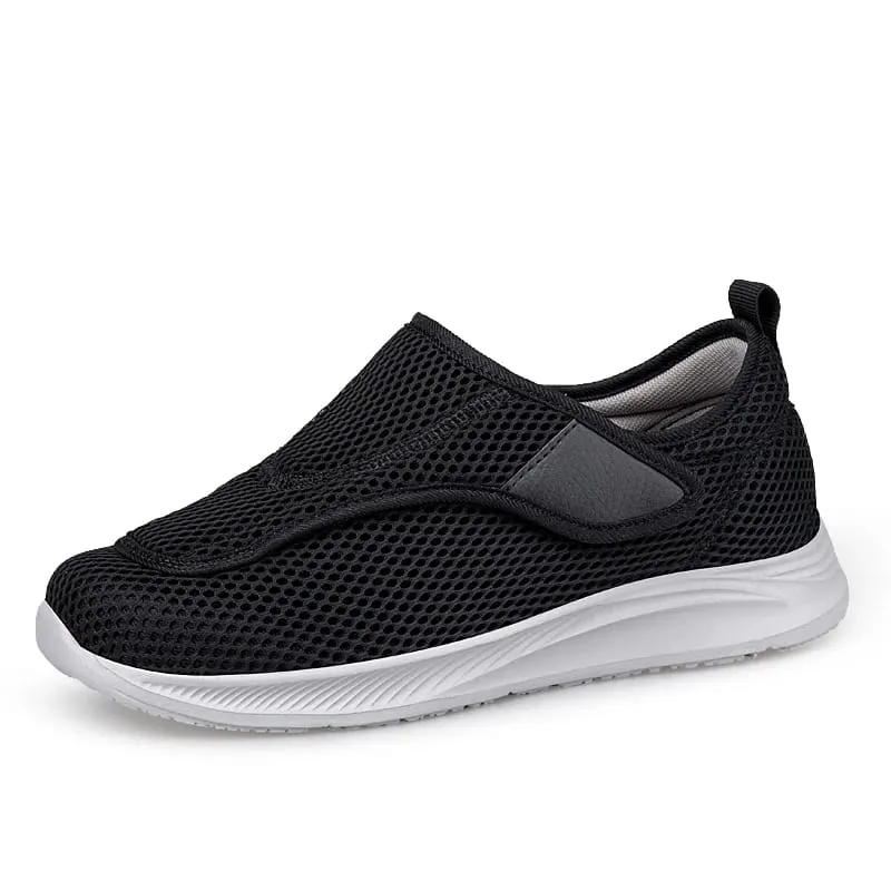 Sapatos abertos ajustáveis ​​para homens, leve, confortável, sapatos de caminhada para diabéticos, tênis para pés idosos inchados, largura normal
