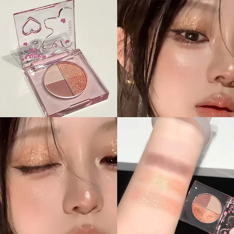 Mini 4-Color Eyeshadow Palette Natural Brightening Matte & Shimmer Lying Silkworm Eye Shadow Lavender Korean Makeup Cosmetics