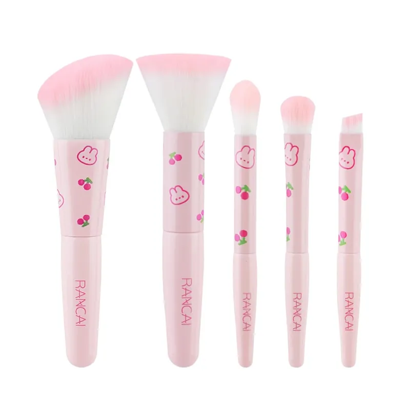 5Pcs 귀여운 컴팩트 메이크업 브러쉬 세트 케이스 프리미엄 브러쉬 완벽한 파운데이션 블러쉬 아이 섀도우 애플리케이션 미용 도구