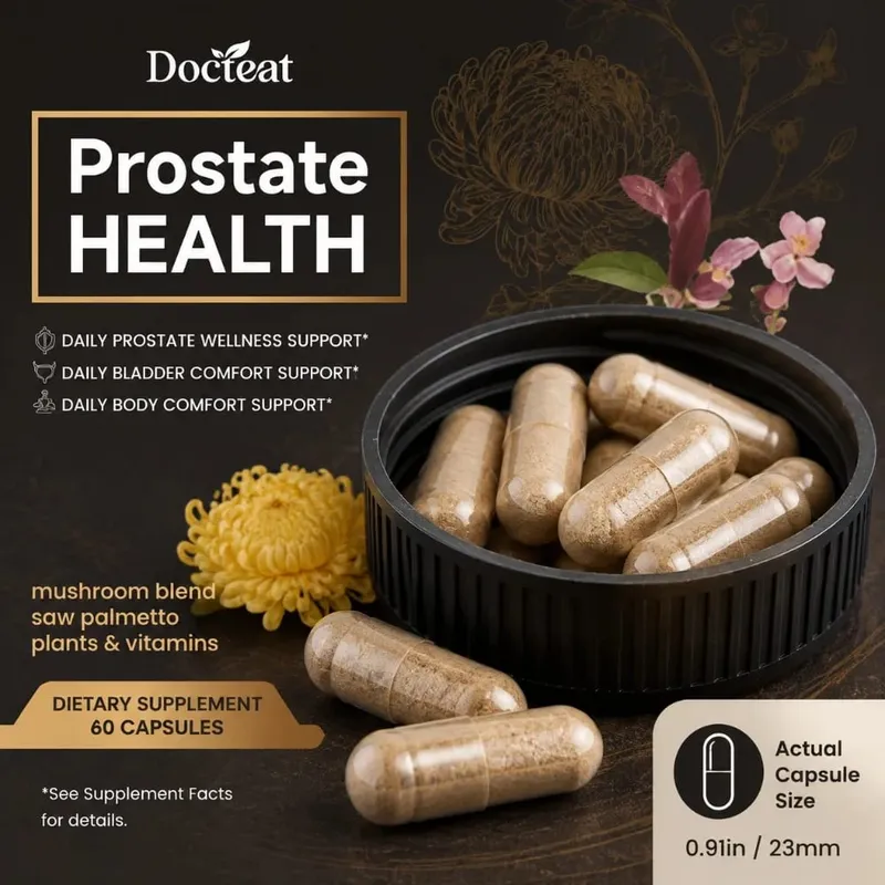 Prostate Health Capsules for Men Saw Palmetto Pumpkin Seed & Lycopene with Zinc for Urinary Flow & Bladder Comfort 60 Count