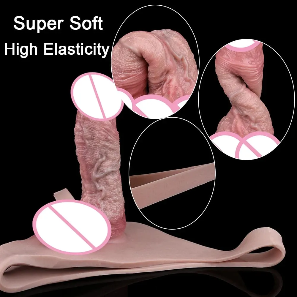 Silicone Strapon Hollow Penis Panties Ultra Real Penis Sleeve насадка на член 18+ Male Cock Extender Adult Sex Toys