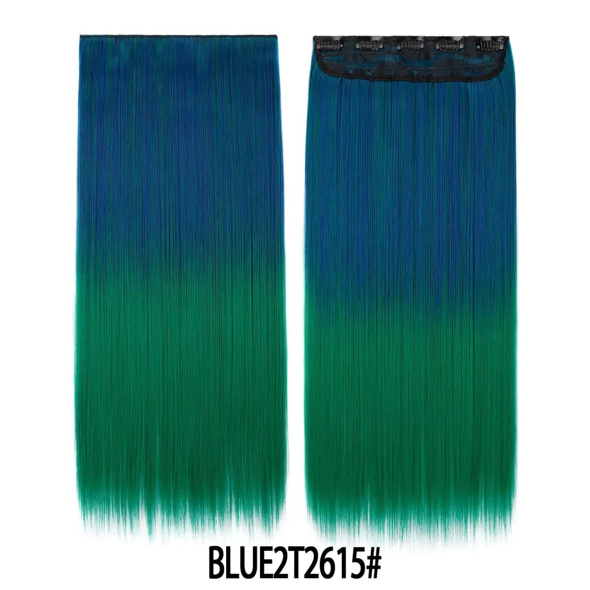 Jeedou Rainbow Hairpieces Clip In Hair Extension One Piece With 5Clips Ombre Color Straight Hair Wig For Girls Halloween Cosplay