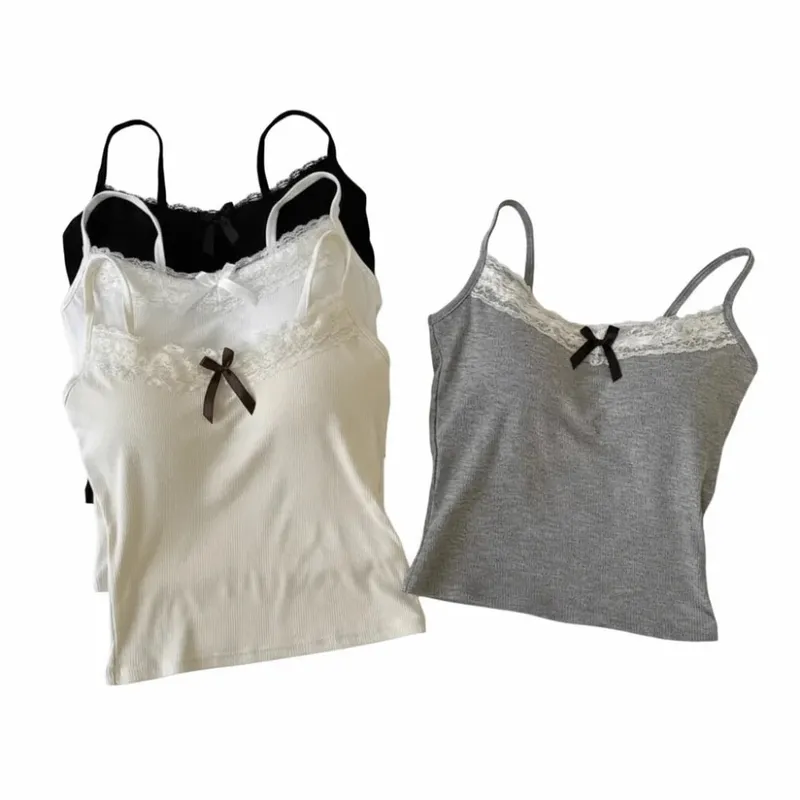 Sweet Sleeveless Suspender Vest Underwear With Padded Cups Camisole Slim Fitted Tops Daily Use