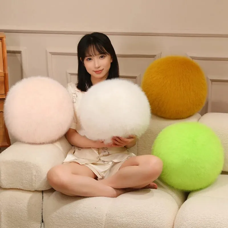 30cm Long Plush Fluffy Round Plush Pillow Cartoon Ball Pillow Accompany Stuffed Pillow Car Home Sofa Decor Plush Cushion