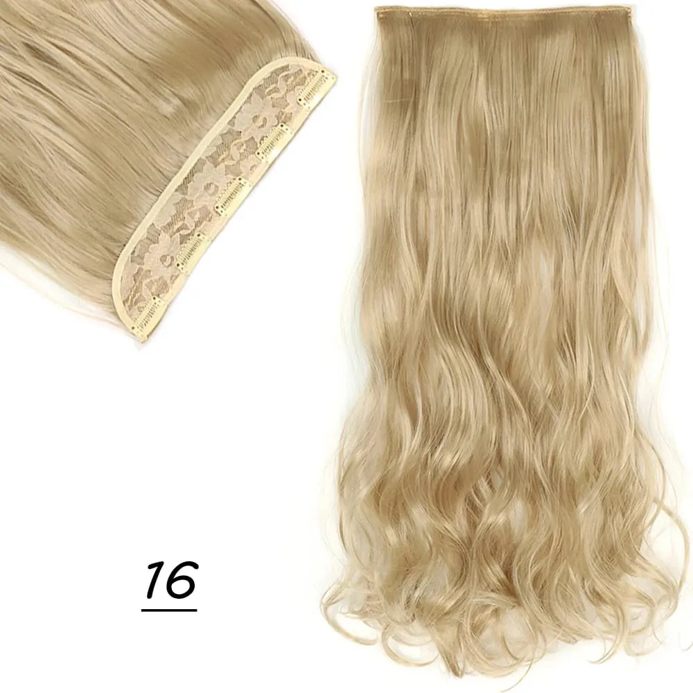 Synthetic 5 Clip In Hair Extensions Long Straight Hairstyle Hairpiece Black Brown Blonde 24Inch Natural Fake Hair For Women