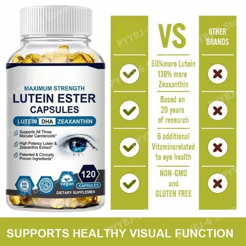 Lutein Ester Capsules Supports Eye Health and Vision Protection Non-GMO Vegan Natural Ingredients Antioxidant Support 120Softgel