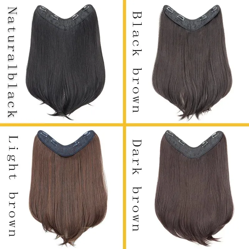24Inch Synthetic Invisible Hair Extensions for Women Micro-Roll V-Shaped Design 4 Clips Enhance Hair Volume
