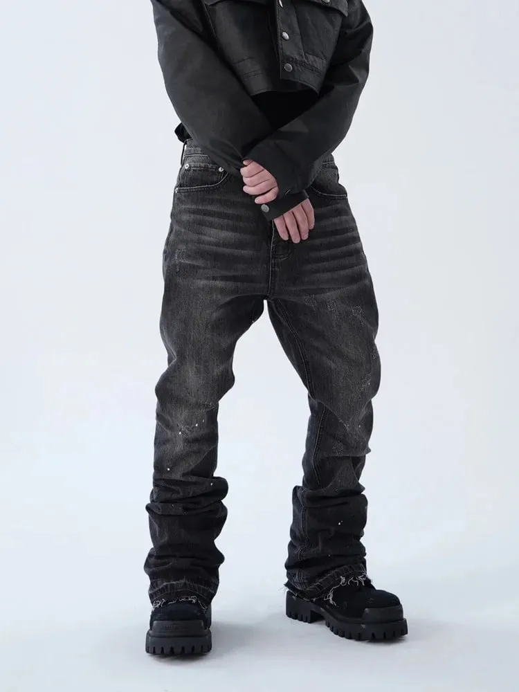 2025 American Retro Y2K Streetwear Washed Black Slim Flared Jeans Pants For Men Clothing Luxury Cotton Long Trousers Ropa Hombre