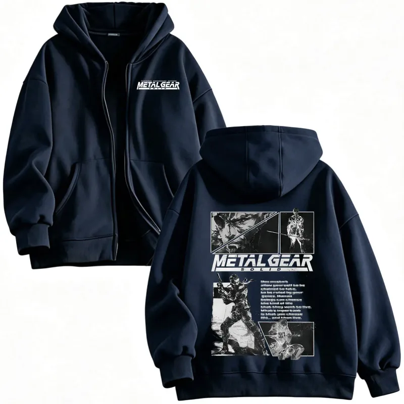 MGS1 METAL GEAR SOLID Raiden Solid Snake Zipper Hoodies Men's Women Clothing Fashion Zip Up Hooded Sweatshirts Jackets Coat