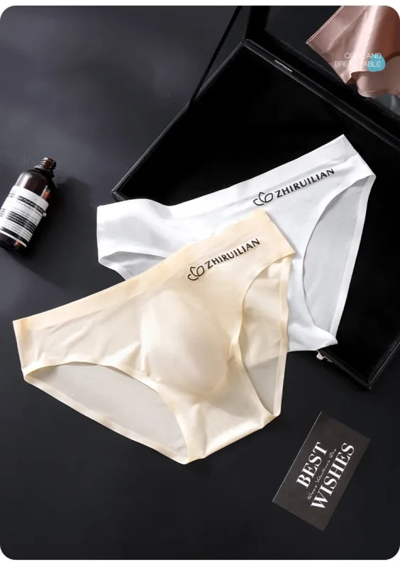Men Ice Silk Briefs Ultra-thin Seamless Sexy Panties Male Quick Drying 3D Pouch Breathable Underwear Youth Underpants Slip Homme