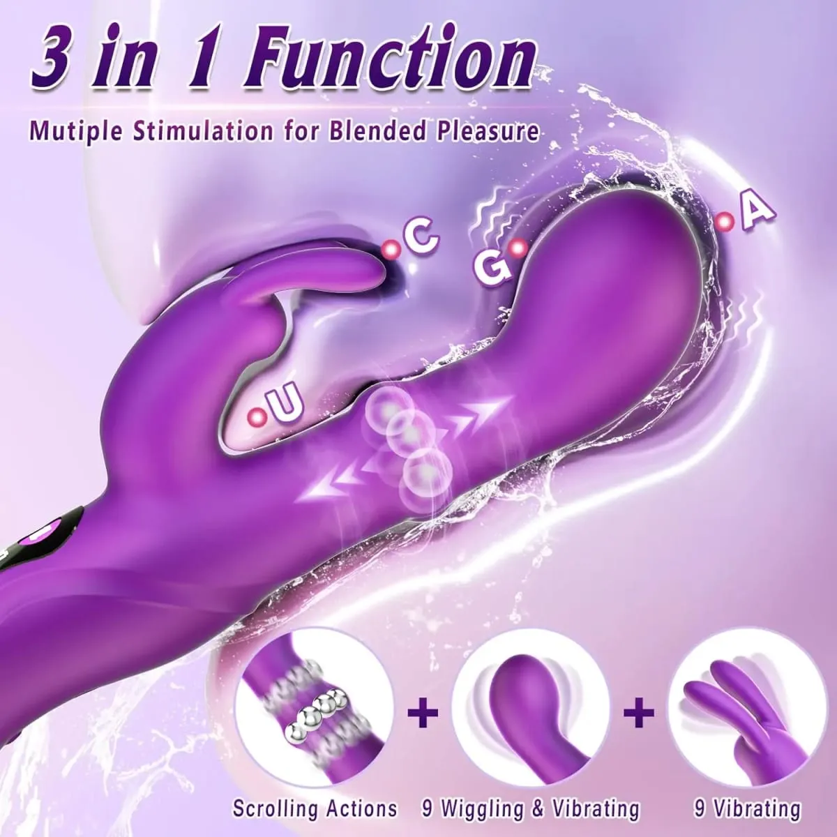 Dildo Adult Sex Toys Vibrator Rotating Squeeze 4IN1 G Spot Rabbit Vibrators Female Clitoral Stimulator with 10 Vibrating