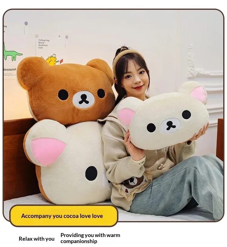 Best-Selling 40cm Kawaii Rilakkuma Plush Warm Hand Pillow Cartoon Bear Peluche Stuffed Toy Room Decorations Popular Gift