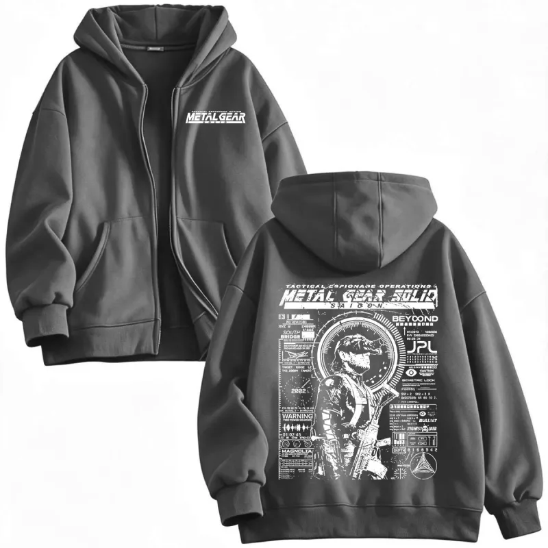 MSG1 Metal Gear Solid Snake Zipper Hoodies Men's Women Clothing Fashion Fleece Pullovers Zip Up Hooded Sweatshirts Jackets