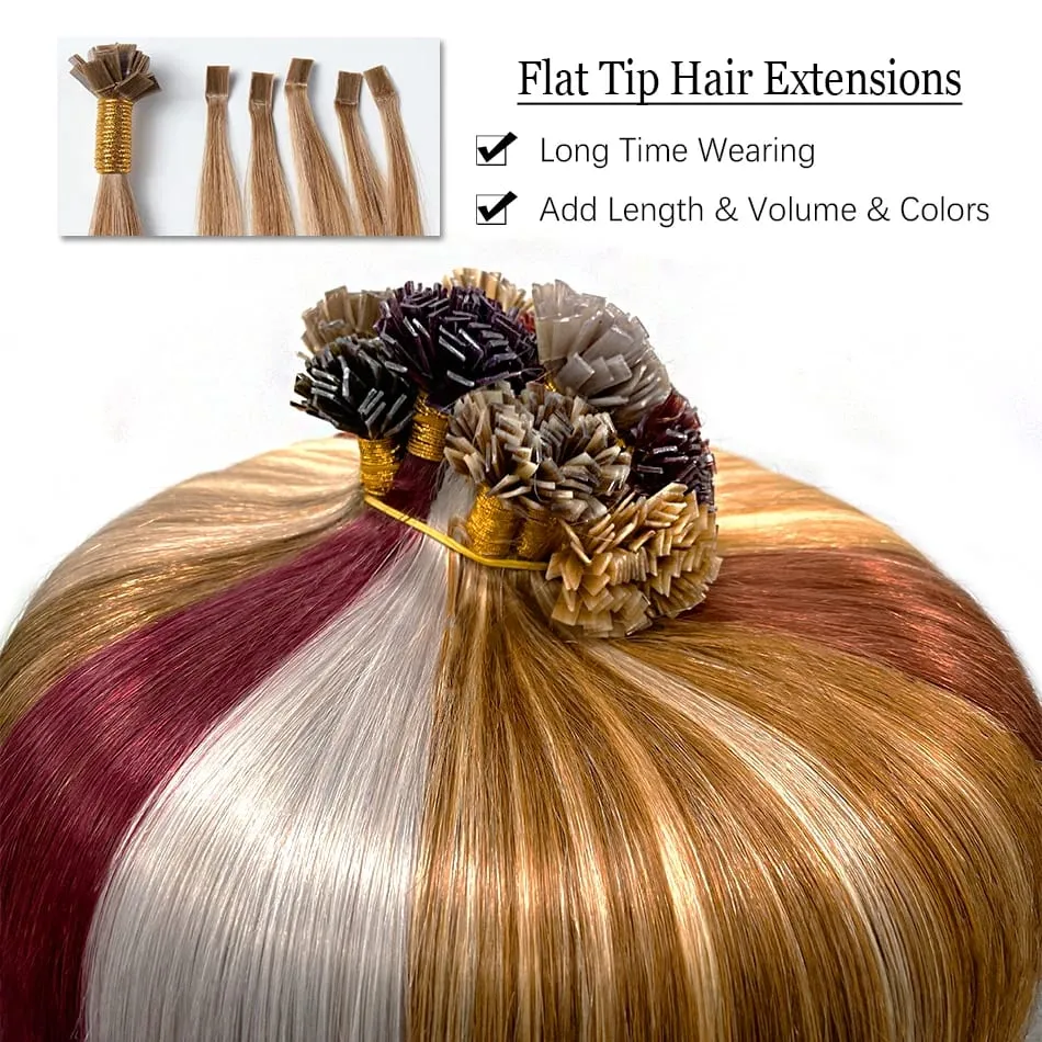 Remy Hair 30 Inch Real Remy Flat Tip Extension ng Buhok ng Tao Silky Straight Dark Brown Pre Bonded Keratin Fusion Hair 50 Strands