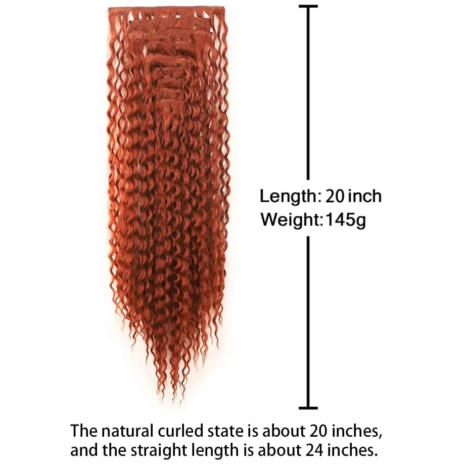 9pcs Clip in Hair Extensions 22 Inch Curly Wavy Hair Extension Loose Long Soft Synthetic Hairpieces for Women Daily Hairstyle