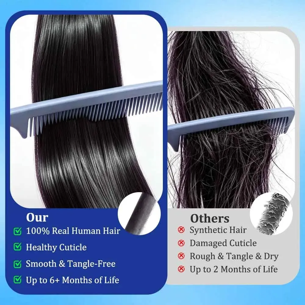 16-24 Inch 16A Tape In Hair Extensions Invisible Seamless Real Human Hair Brazilian Natural Black Remy Straight Hair 100% Human Hair For Women