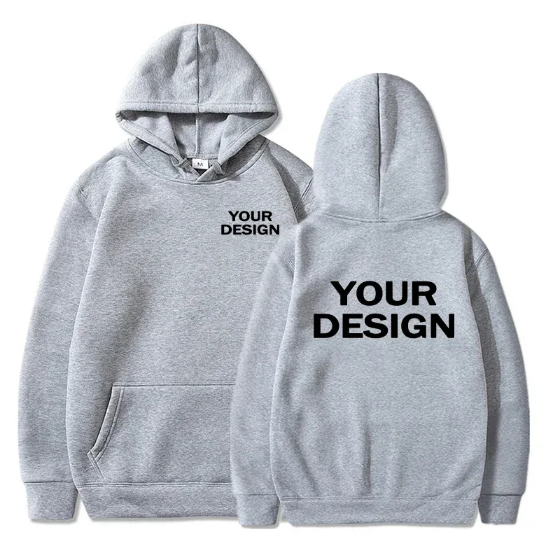 Customized printed men's and women's hoodies, loose casual solid color hoodies, personalized street long sleeved sweatshirts