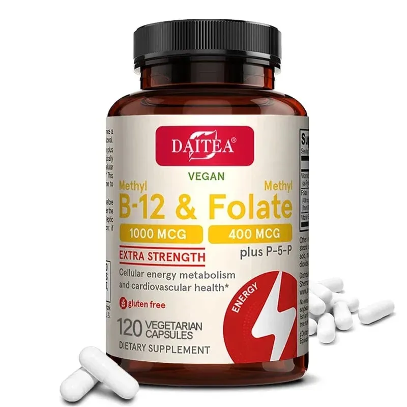Folic Acid Vitamin B12 and B6 - Supports Brain and Heart Health Energy Production Red Blood Cell and Cardiovascular Health