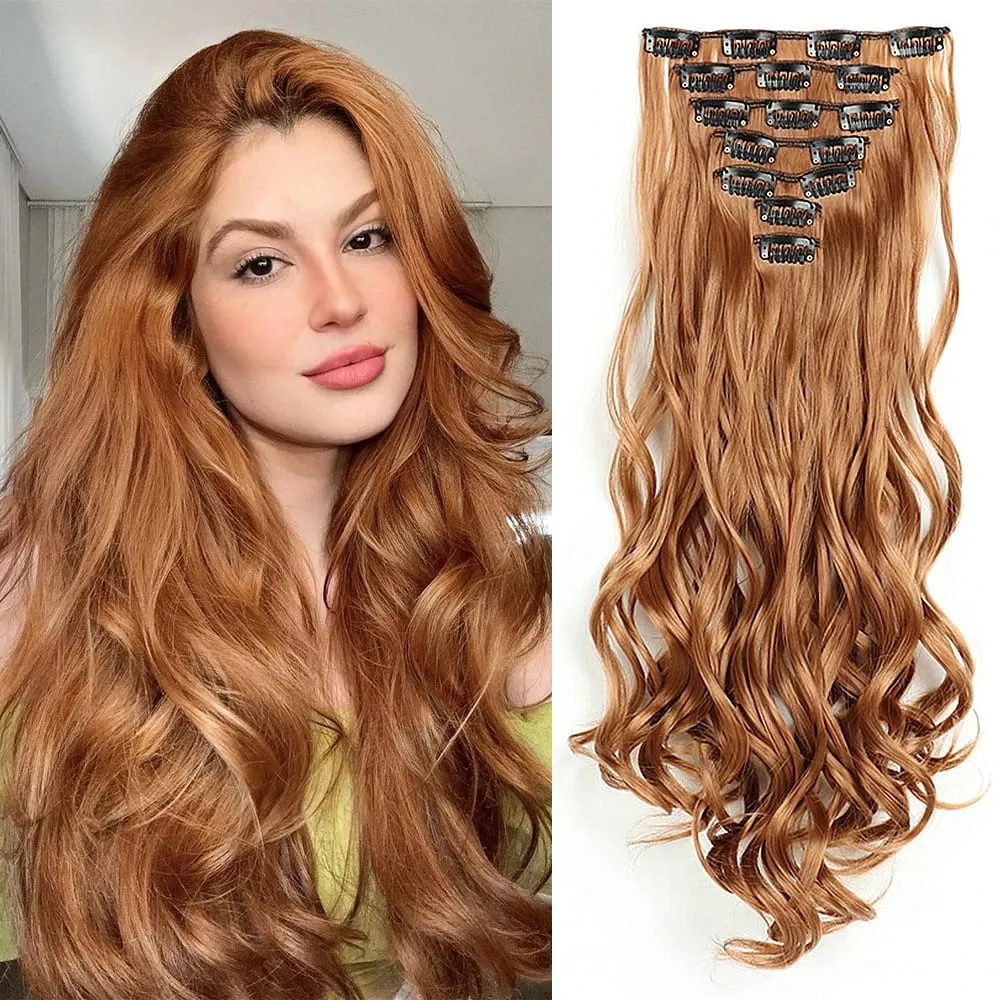 Synthetic Clip in Hair Extensions Purple hairpieces 7pcs/set 22inch Thick Hair for Women Girls Daily Party Cosplay