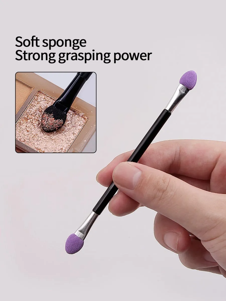 50ks oboustranných štětců na oční stíny Módní Užitečné Aplikátory s houbičkou s dlouhou rukojetí Lip Eye Brow Brush Beauty Makeup Tool