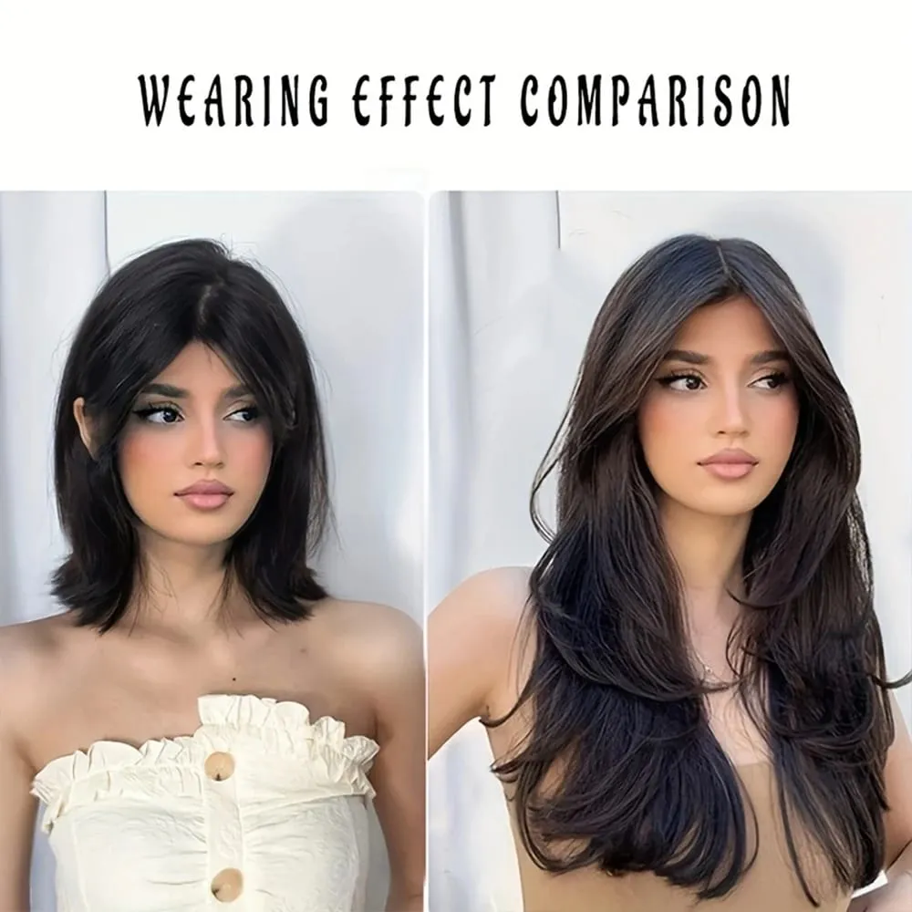 18/22/24Inch Women's Synthetic Long Hair Styling Long Hair Synthetic Wigs Layered Hair Extensions Top of the Head Increase Hair