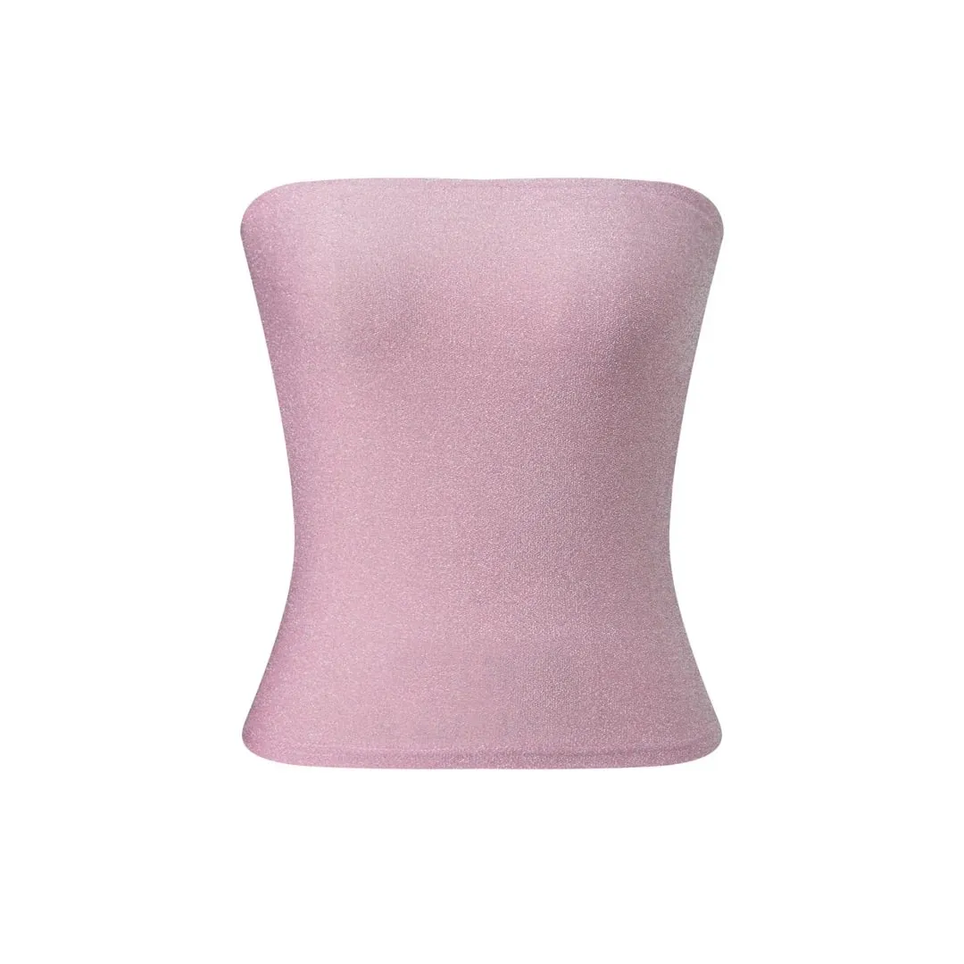 Women Sequined Tube Tops Strapless Sleeveless Slim Fit Cropped Vest 2026 Summer Club Street Tank Tops