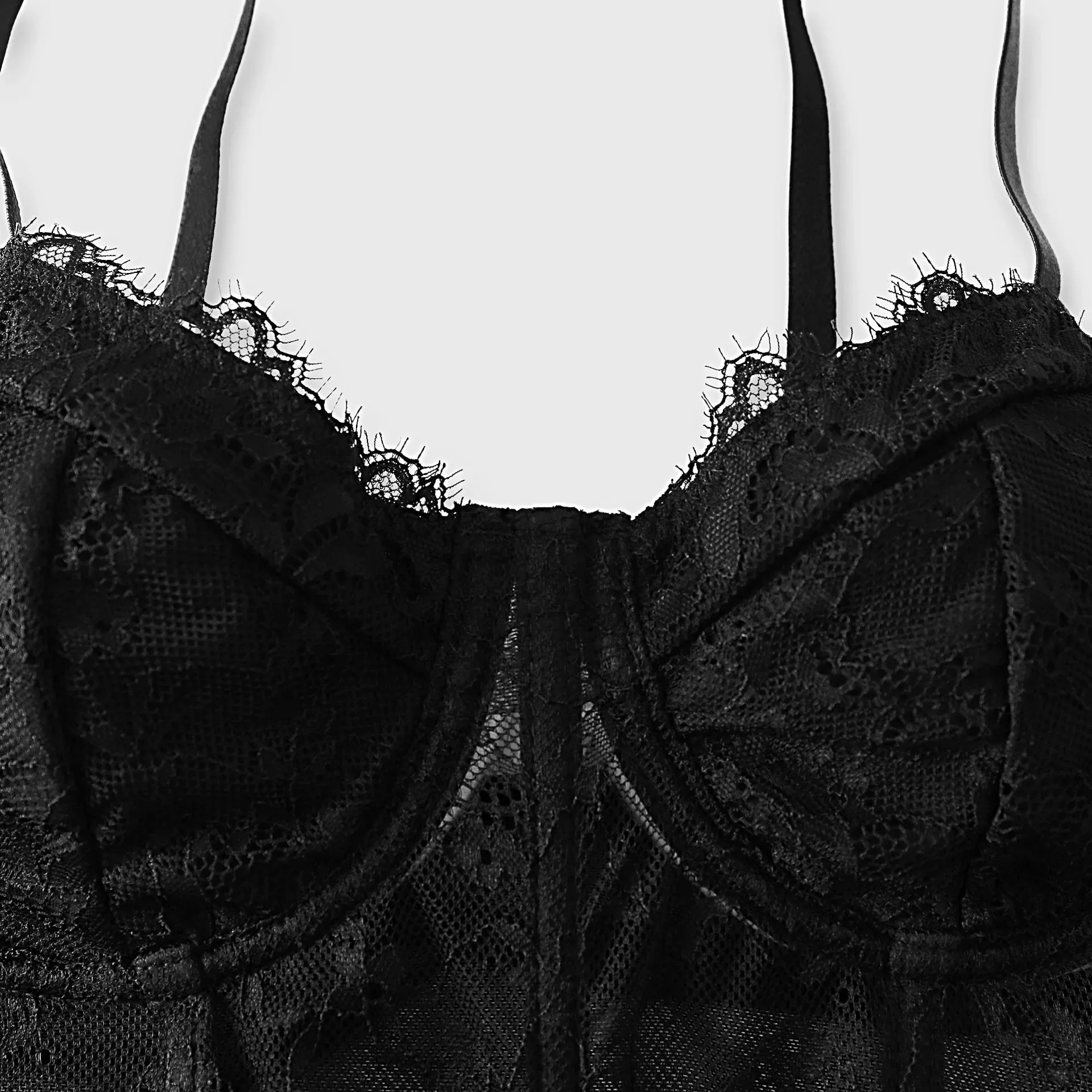 เซ็กซี่สีดำกึ่งโปร่งใส Bra ตาข่าย Push Up Bralet ผู้หญิงด้านบนรัดตัว Bustier Vest Club Party Crop Top ชุดชั้นในที่หรูหรา